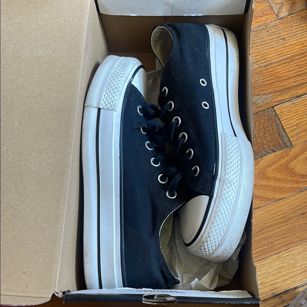 Black and White Converse Low-Top Sneakers Platform